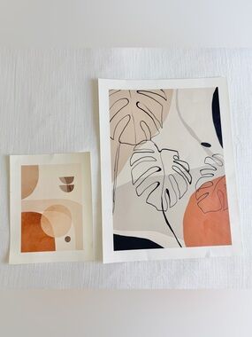 Set (2) society 6 boheme art prints neutral abstract sketches